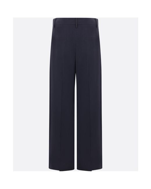 Brunello Cucinelli Blue Fluid Twill Loose Pleated Trousers