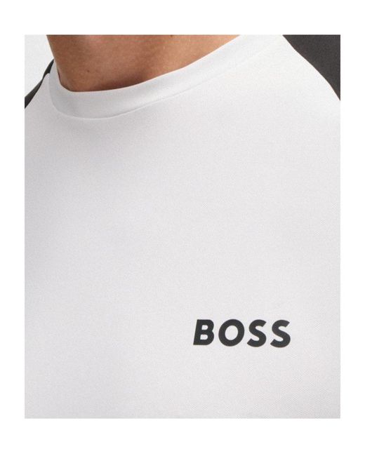 Boss White Logo Crew-Neck T-Shirt for men