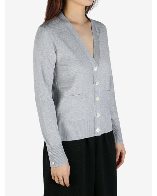 Thom Browne Gray Cable-Knit Cardigan