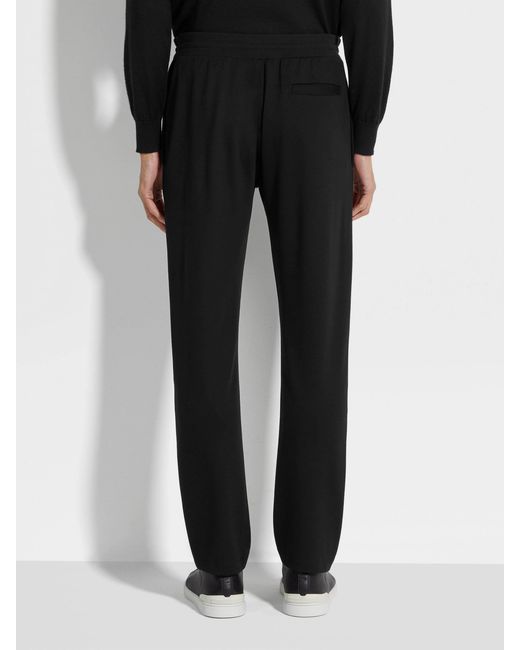 Zegna Black Wool Track Trousers for men