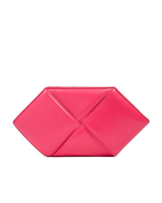Bottega Veneta Pink Maxi Intrecciato Zipped Clutch