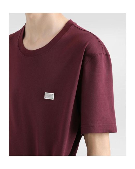 Dolce & Gabbana Red Logo-Plaque T-Shirt for men