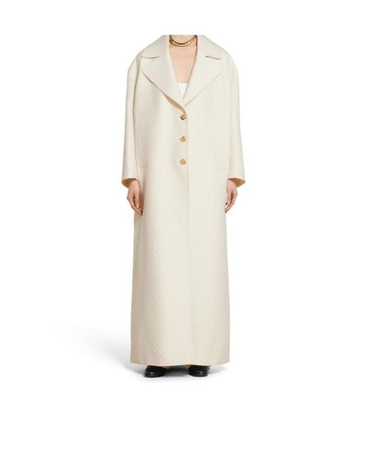 Gucci White Gg Crêpe Single-Breasted Coat