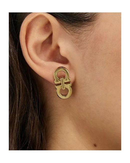 Ferragamo Natural Double Gancini Earrings