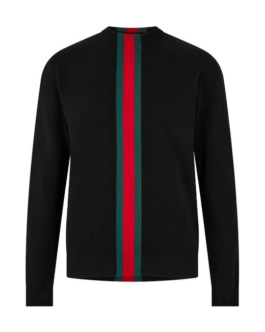 Gucci Black Fine-Knit Crew Neck Sweater for men