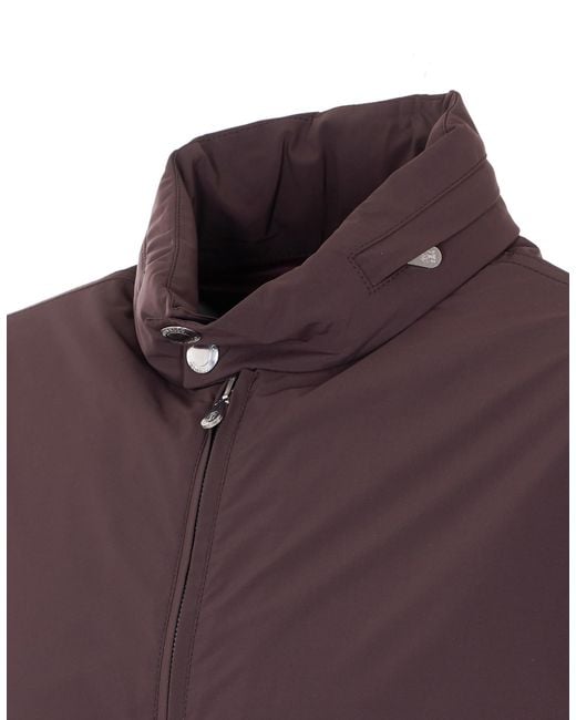 Brunello Cucinelli Purple Elasticated Hem Zipped Bomber Jacket for men