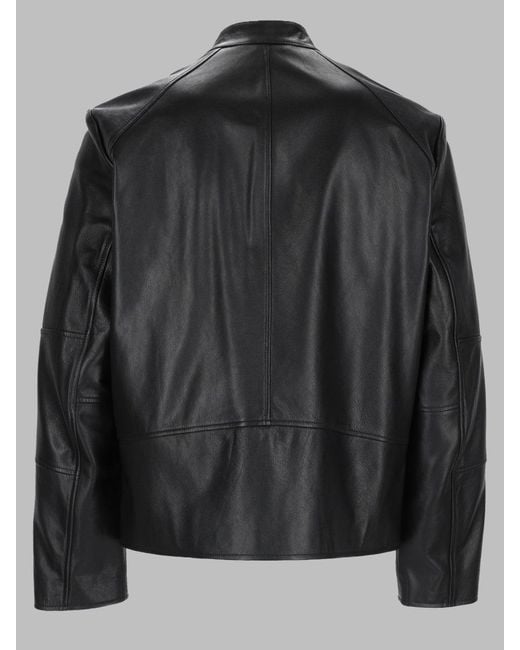 Boss Black Hugo Stand-Collar Leather Jacket for men