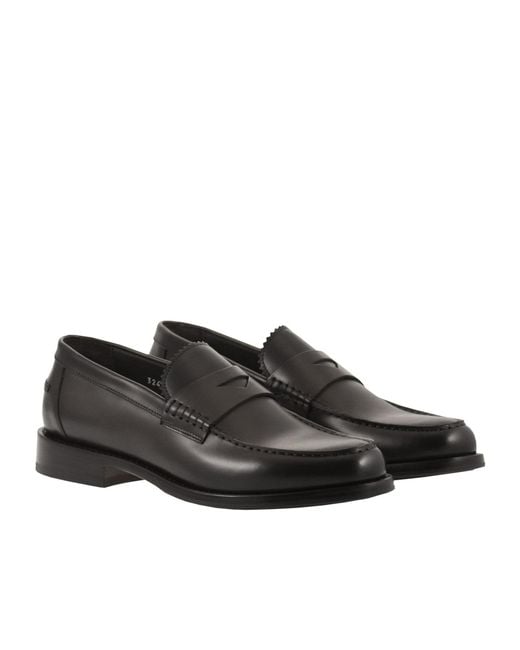 Doucal's Black Raised Stitch Moccasin Loafers for men