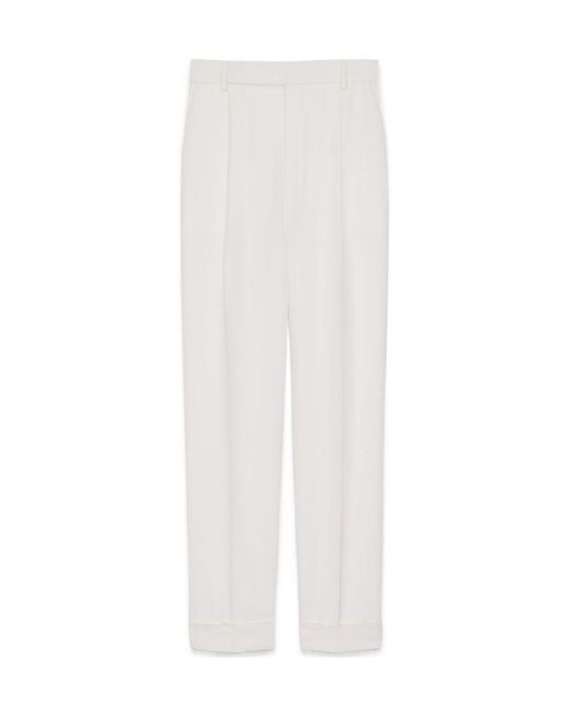 Saint Laurent White Wool Tailored Trousers