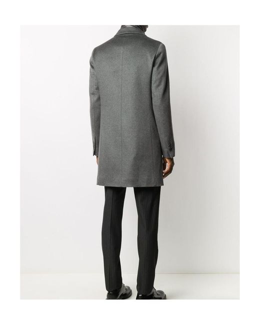 Herno Gray Single-Breasted Layered Coat for men