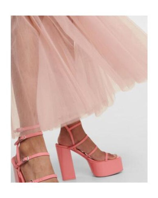 Rodarte Pink Printed Silk Satin And Tulle Dress