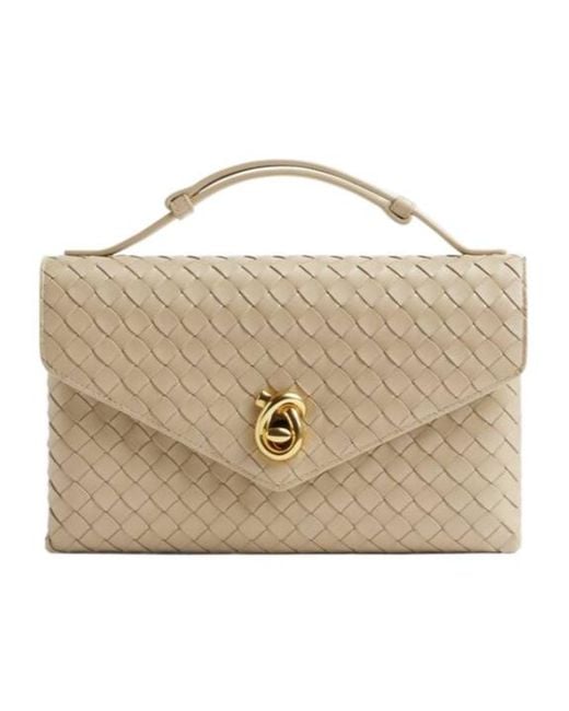 Bottega Veneta Metallic Intrecciato Knot Lock Crossbody Bag