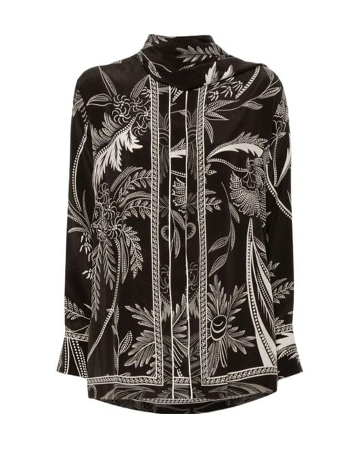 F.R.S For Restless Sleepers Black Botanical-Print Shirt