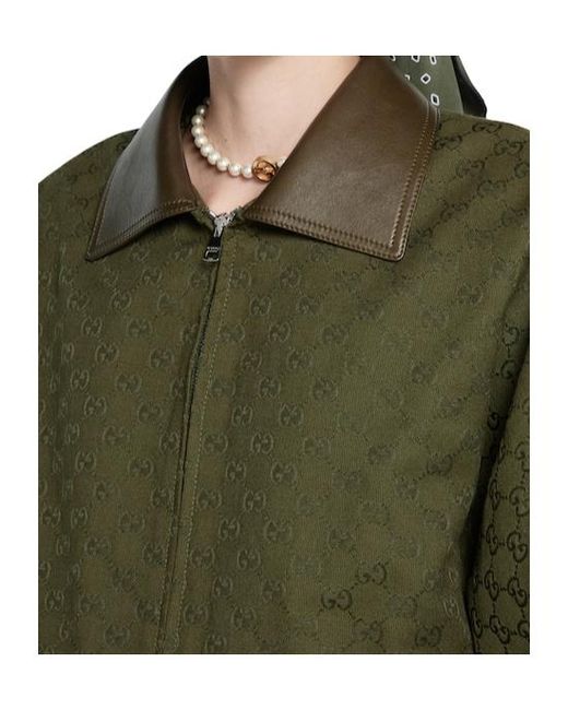 Gucci Green Monogrammed Zip-Up Coat