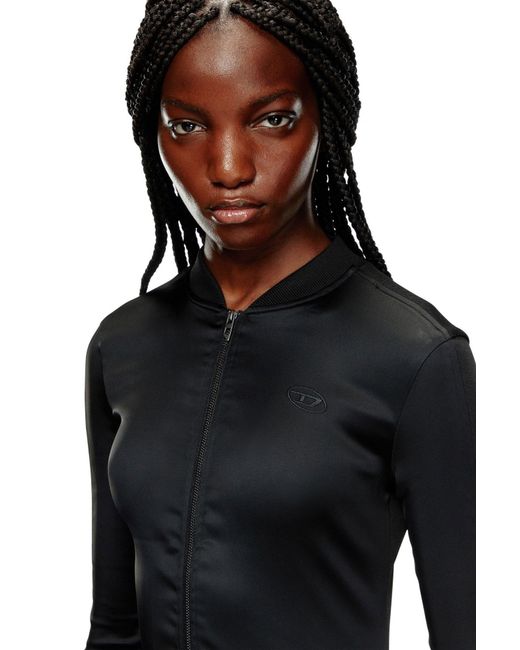 DIESEL Black G-Oper Rib-Knit Stretch Satin Jacket