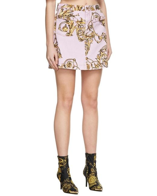 Versace Jeans White Pattern Printed Miniskirt