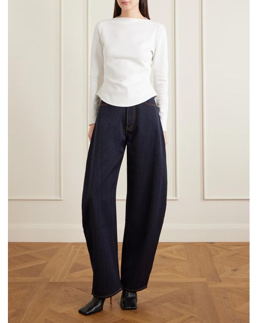 Alaïa Blue Alaïa Azzedine High Waist Barrel Leg Jeans
