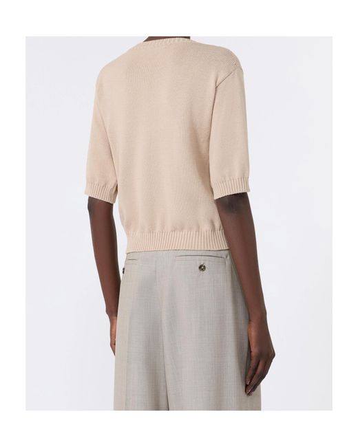 Weekend by Maxmara Natural Wkdfiacre Logo Intarsia Knitted Top