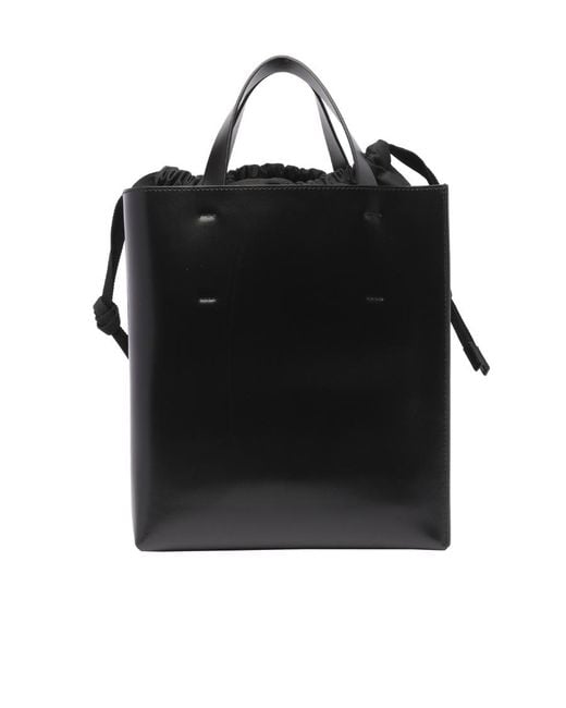 Marni Black Logo Printed Drawstring Tote Bag