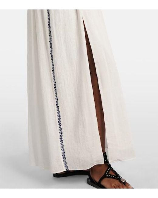 Isabel Marant White Liviane Embroidered Cotton Maxi Dress