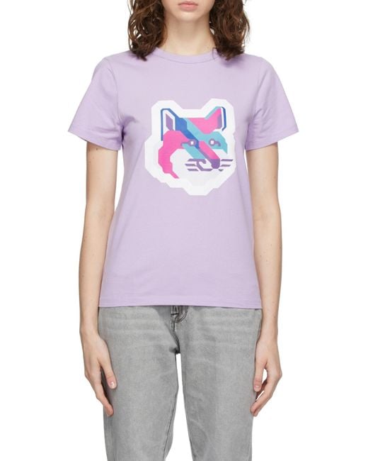 Maison Kitsuné Purple Pattern Printed T-Shirt