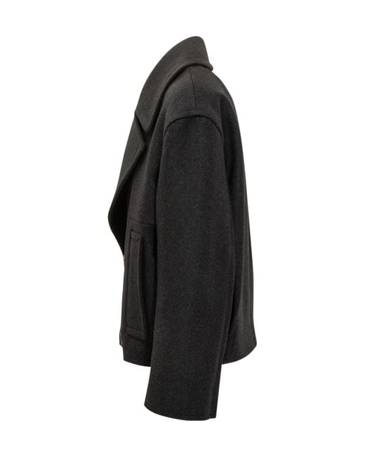 Lanvin Black Double-Breasted Coat for men