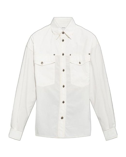 Versace White Medusa Flap-Pocket Shirt for men