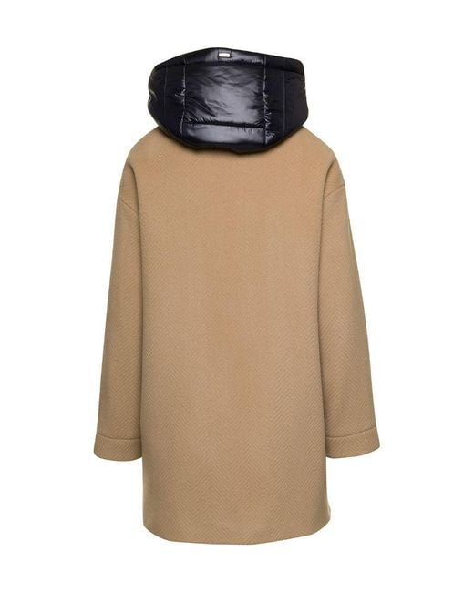 Herno Natural Zip-Up Hooded Coat
