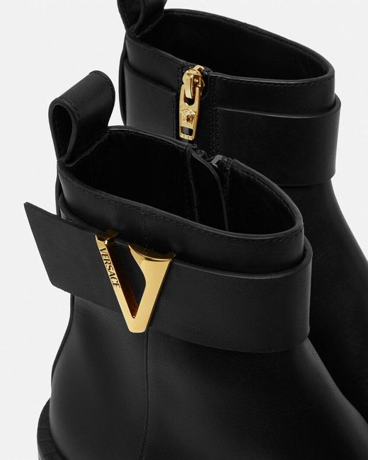 Versace Black Zip-Up Ankle Boots