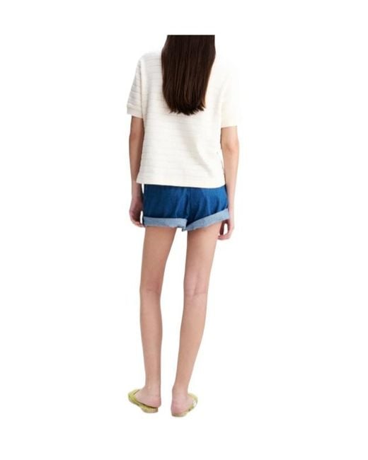 A.P.C. Blue Pleated Cotton Shorts