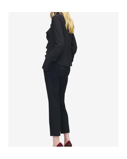 McQueen Black Cotton Ruffled Shirt