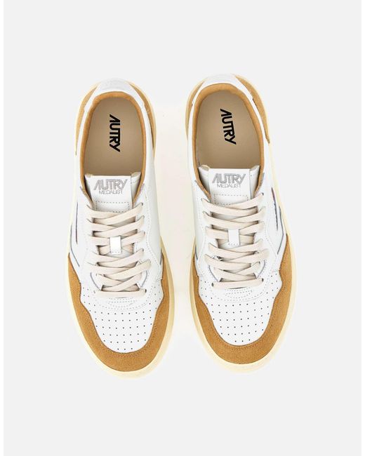 Autry White Perforated Low-Top Sneakers for men