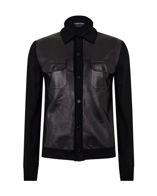 Tom Ford Black Leather Panel Shirt for men