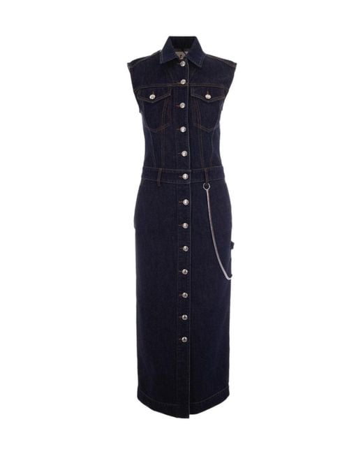 Sportmax Blue Farfalla Button-Up Denim Dress