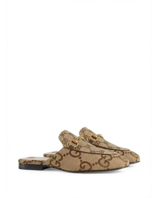 Gucci Natural Princetown Gg Horsebit Slip-On Mules