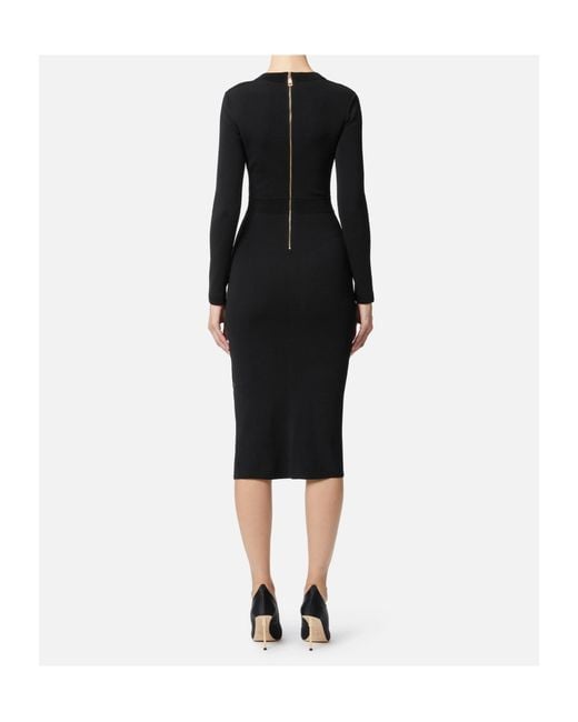 Elisabetta Franchi Black Embellished Knit Dress
