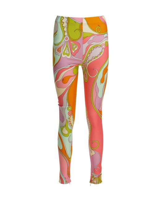 Emilio Pucci Red Pucci Orchidee Printed Leggings