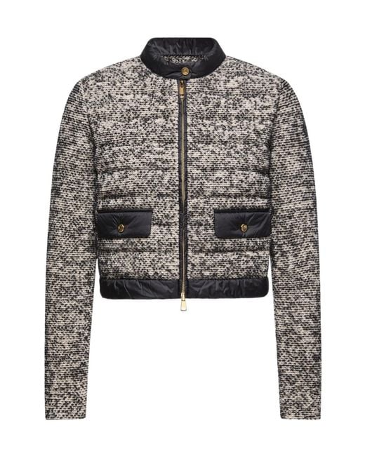 Moncler Gray Wool Alpaca Blend Padded Zip-Up Cardigan