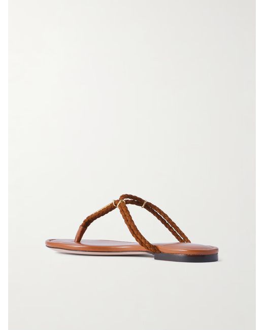 Tom Ford Brown Lily Leather Woven Slippers