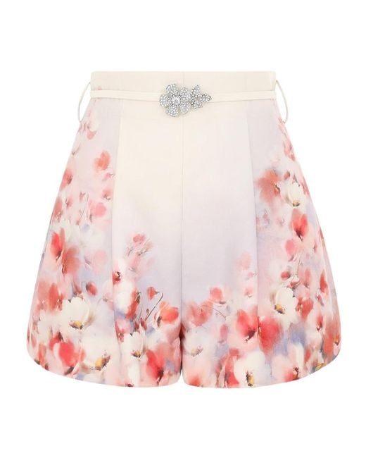 Zimmermann Red Crush Flat Front Shorts