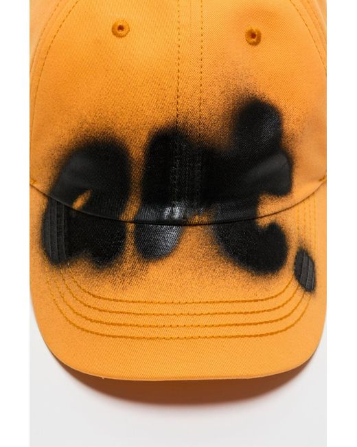 Acne Orange Sprayed Graphic Cap