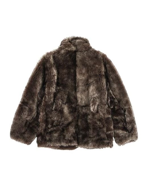 REMAIN Birger Brown High-Necked Woolen Fur Coat