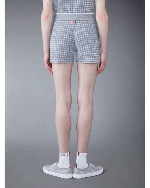 Thom Browne Blue Checked Tweed Drawstring Shorts