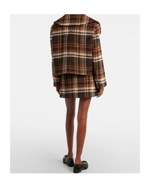 Patou Brown Check Double-Breasted Casual Jacket
