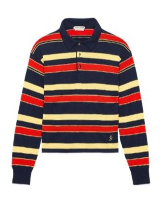 J.W. Anderson Blue Jw Anderson Knitted Striped Polo Top