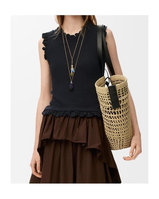 Loewe Black Ruffled Ribbed Top