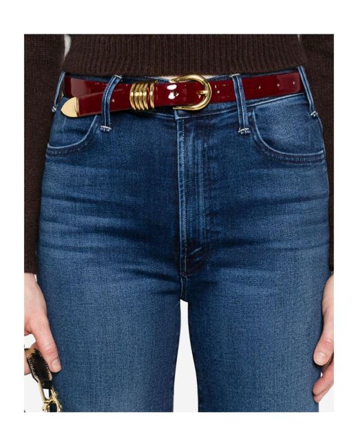 Mother Blue High-Rise Wide-Leg Jeans