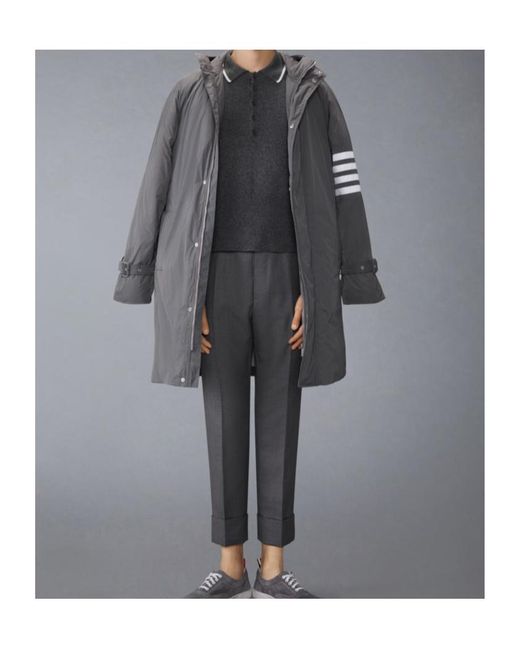 Thom Browne Gray Twill-Bar Parka for men