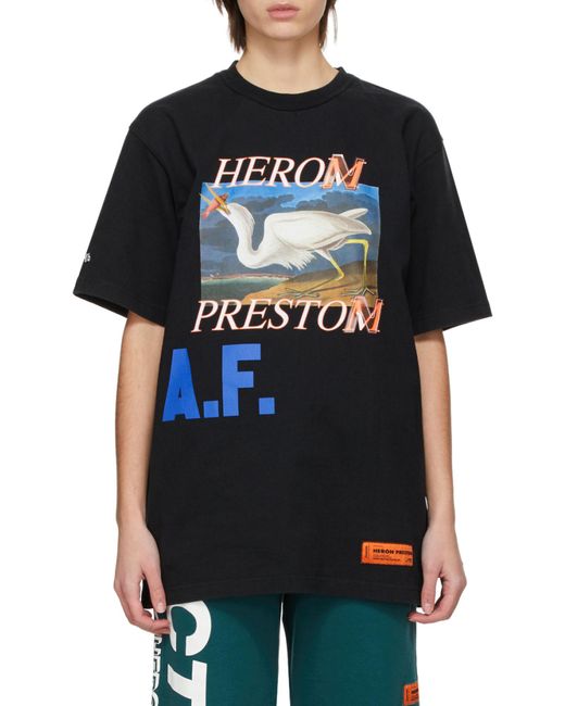 Heron Preston Black Logo Print Short-Sleeved T-Shirt for men