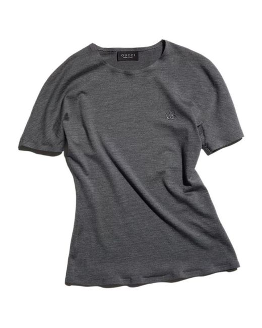 Gucci Gray Silk Jersey T-Shirt With Embroidery